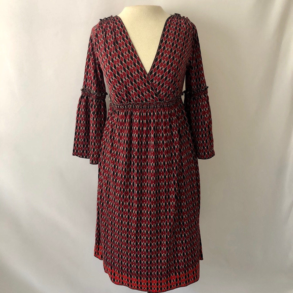 Studio M Red And Black Patterned Dress